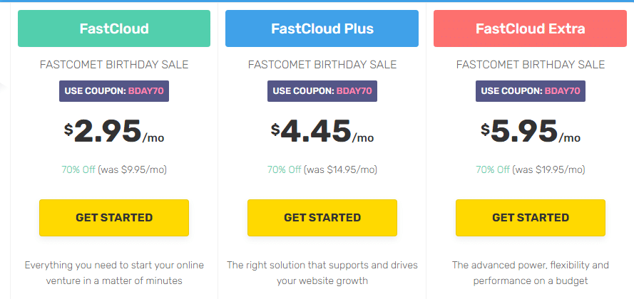 Pricing Plans fastcomet