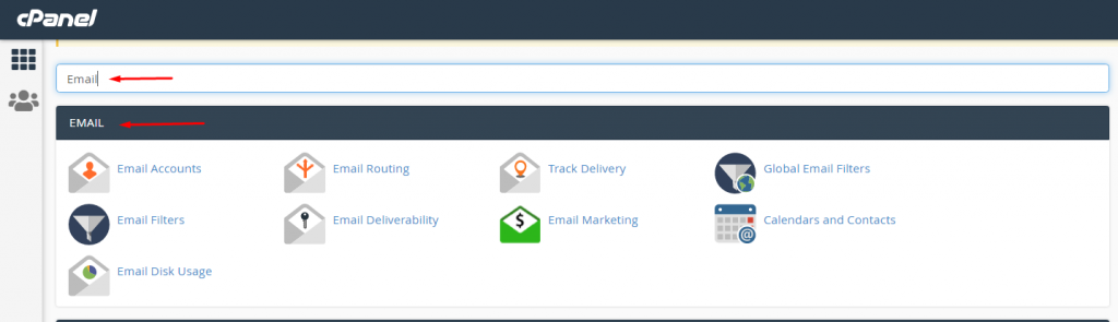 cpanel searchbar