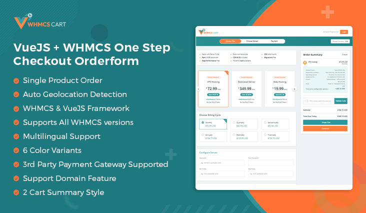 VueJS + WHMCS One Step Checkout Orderform