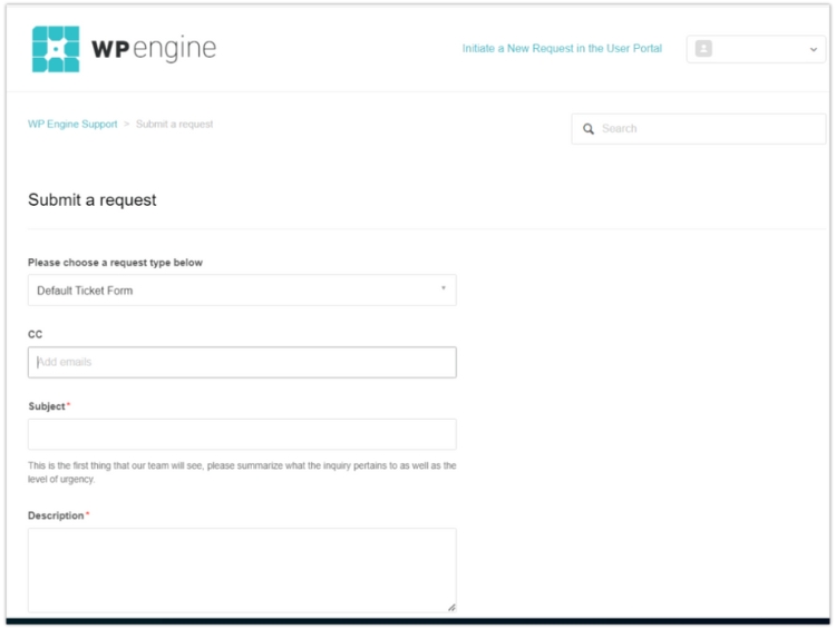 Create a WP Engine Support Ticket