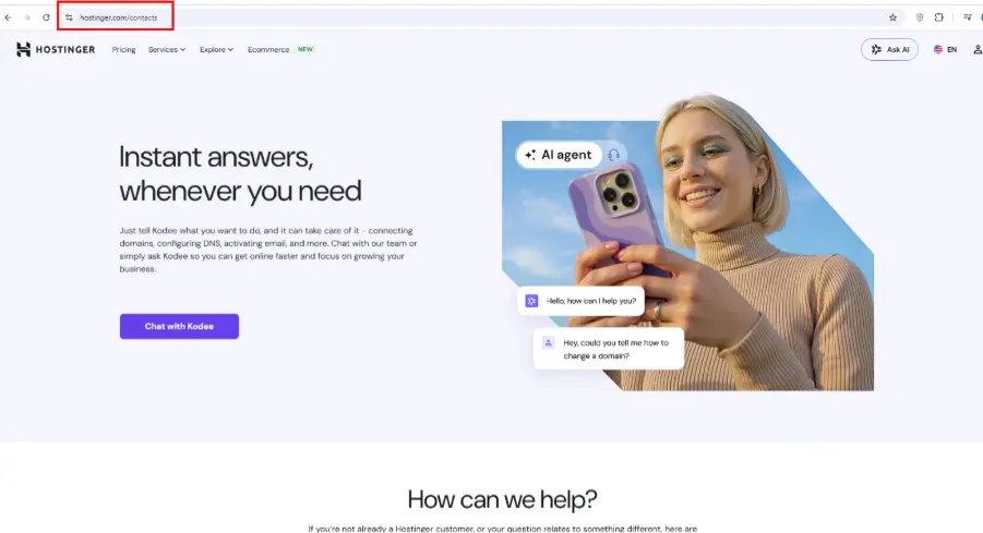 4. Once logged in, click on the "Contact Us” page. 