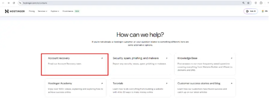 Hostinger Account Recovery