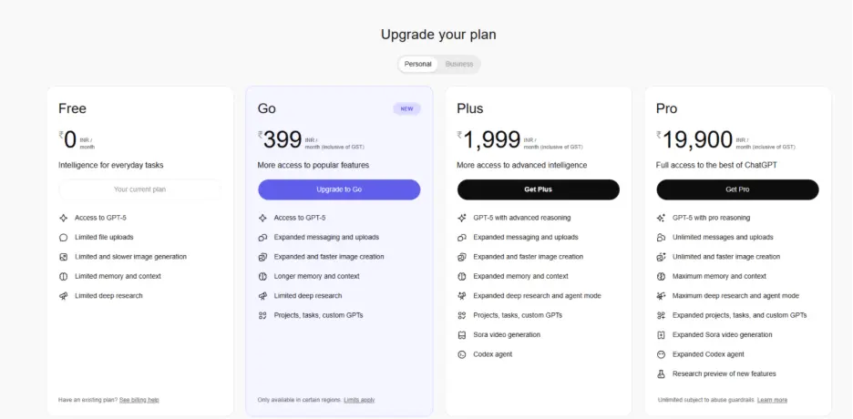 ChatGPT Pricing and Plans