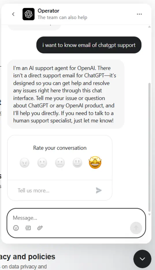 ChatGPT Support Email